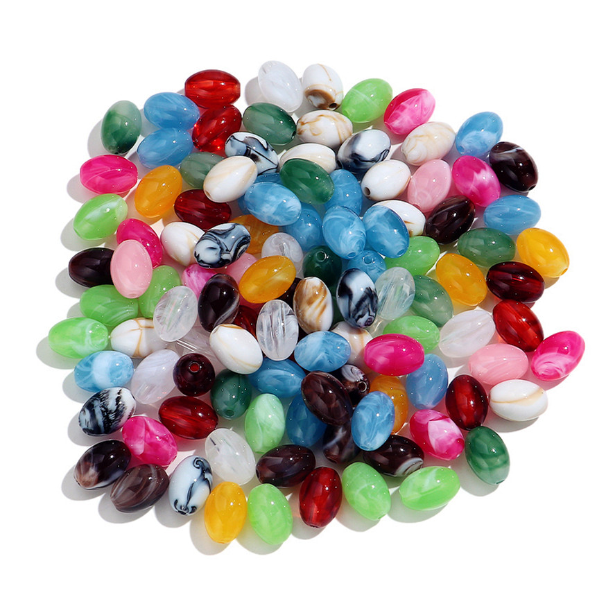 Vintage Collectible Marbles - 60個入り 11x16mm マーブル模様 カラフル 幾何学模様 エリプティカル
