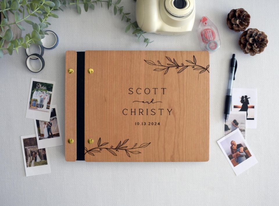 Polaroid Photo Album - 木製結婚式のゲストブックフォトアルバム、木製ゲストブック、パーソナライズされたウェディングブック、ポラロイドゲストブック、結婚祝い