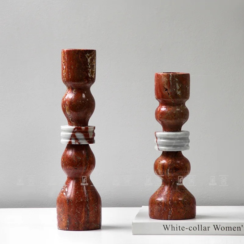 Vintage Collectible Marbles - 大理石のキャンドルホルダーヴィンテージ卓上燭台リビングルームのテーブル装飾燭台結婚式の装飾テーブルアクセサリー