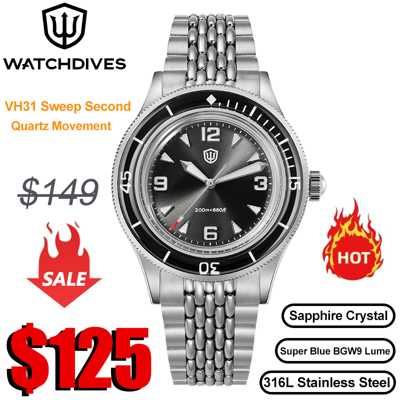 Vintage Watch Collecting - Watchdives WD50Q 腕時計 VH31 クォーツムーブメント BGW9