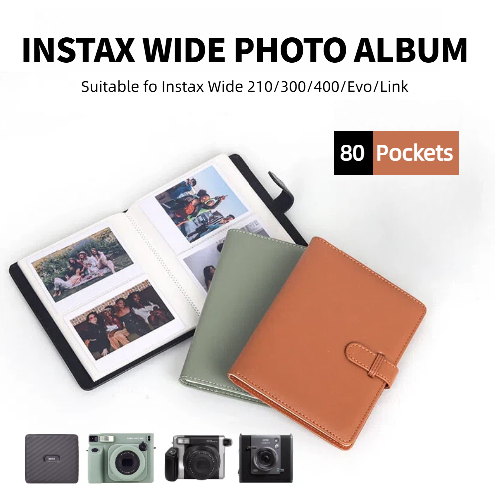 Polaroid Photo Album - 80ポケットインスタントワイドフォトアルバム | PUレザー ソリッドカラー ポラロイド iType/600/SX70