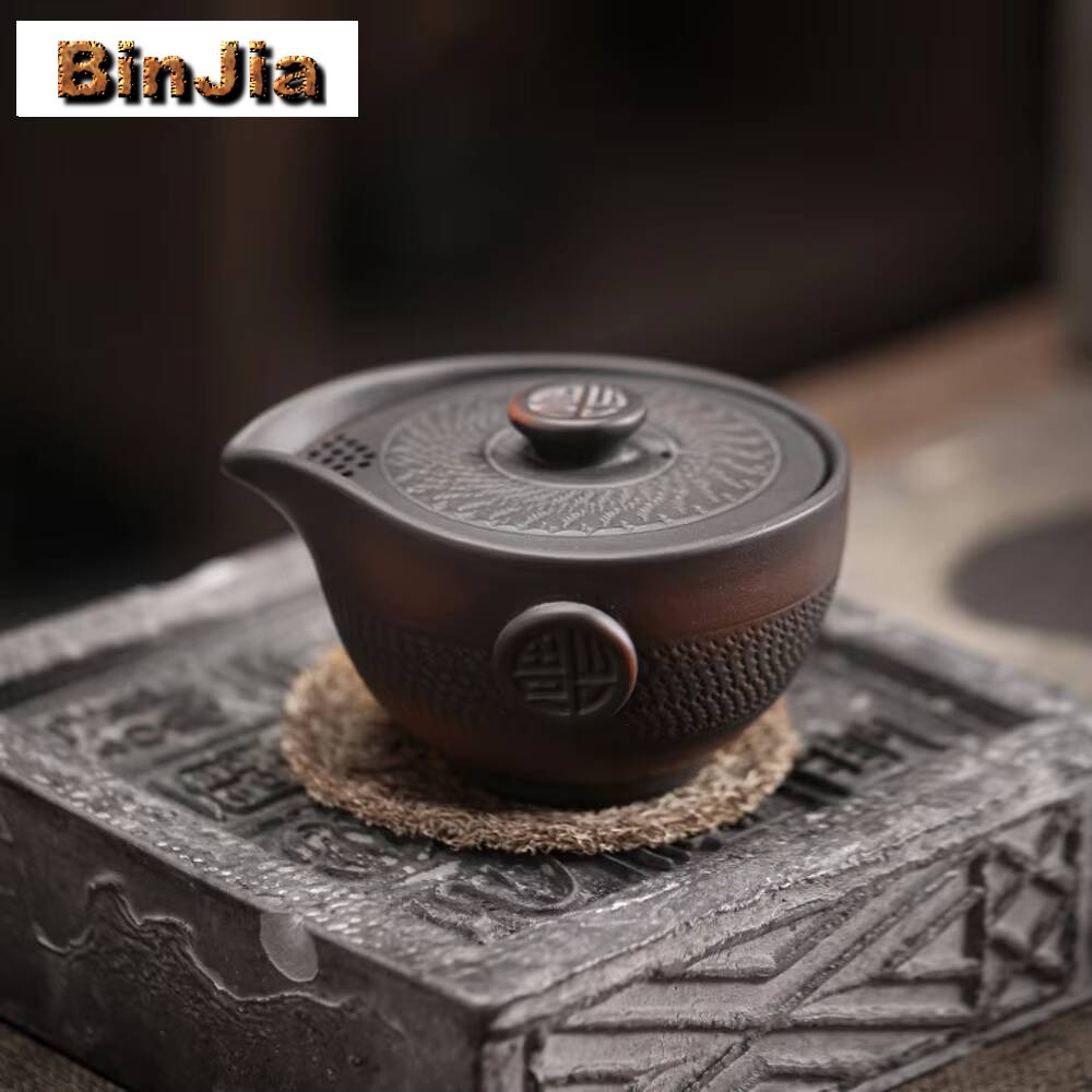 Vintage Collectible Pottery - 150 ミリリットル清渓紫陶手掴みティーポットヴィンテージ茶注入器ポット茶醸造ケトルストレーナー付き茶道コレクション