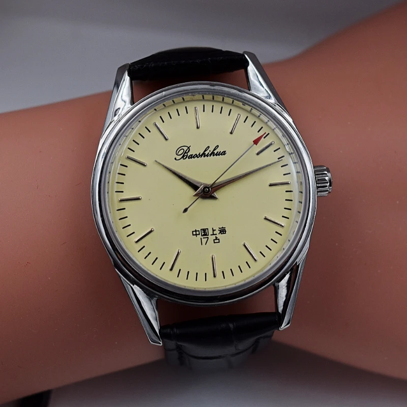 Vintage Watch Collecting - アンティーク上海男性用腕時計ヴィンテージ機械式腕時計 8120 手風ムーブメント 36 ミリメートルドームアクリルオマージュメンズ腕時計レトロ
