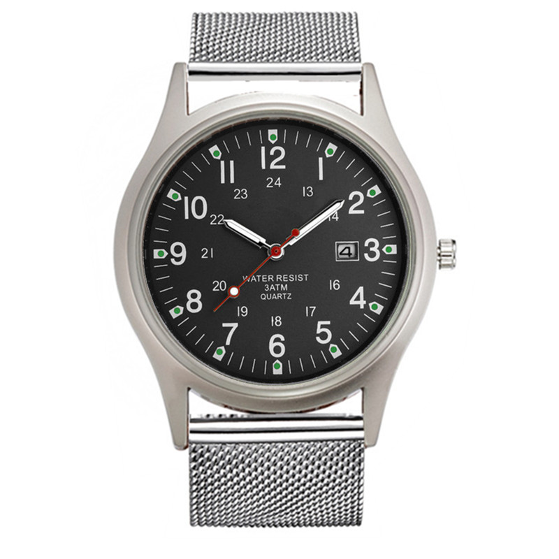 Vintage Watch Collecting - モントルオム学生オリジナルブランド腕時計メンズシンプルなステンレス鋼バンドカレンダークォーツヴィンテージ腕時計ブラックリロイ Hombre