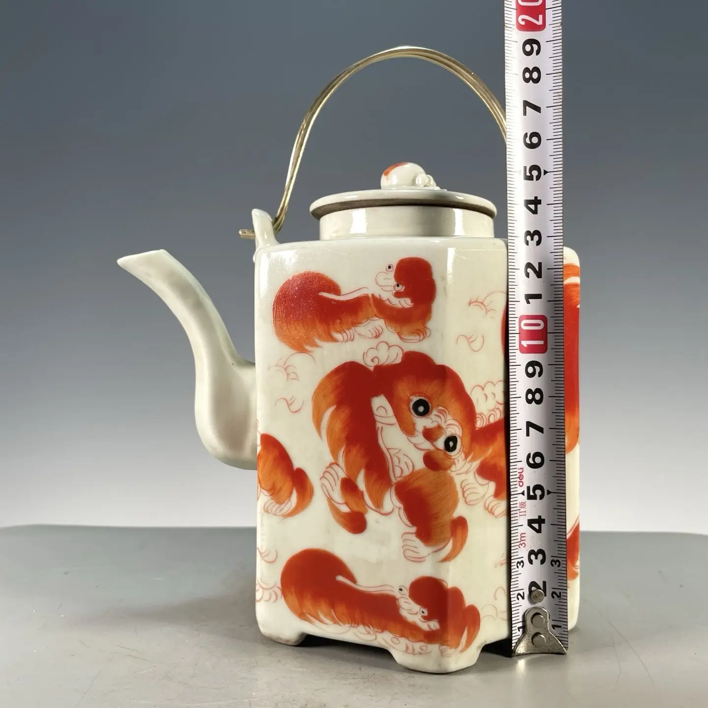 ヴィンテージ六角形ベイリフティーポット手描き鉄製赤い太士シャ - Vintage Collectible Pottery のレビューと価格