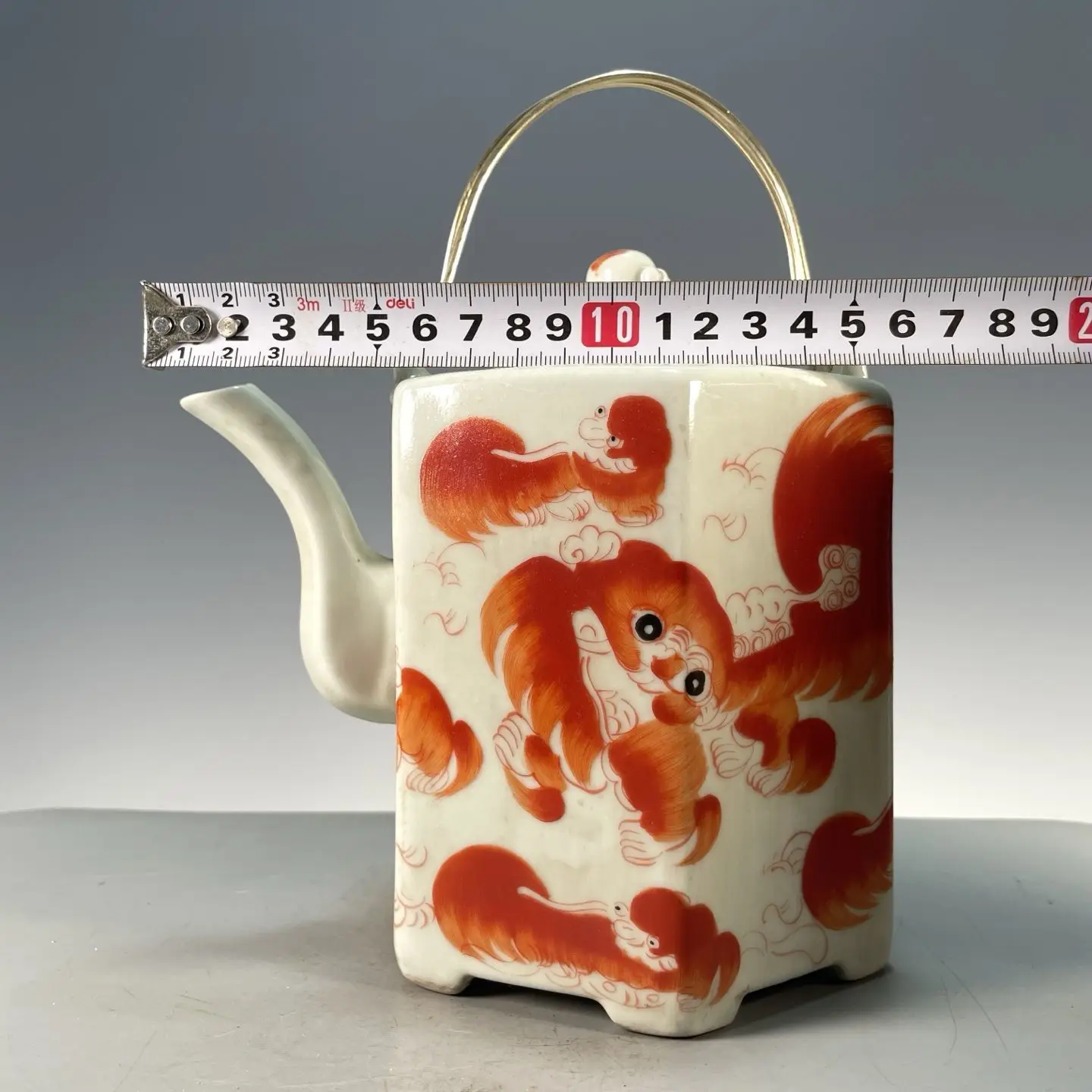 ヴィンテージ六角形ベイリフティーポット手描き鉄製赤い太士シャ - Vintage Collectible Pottery のレビューと価格