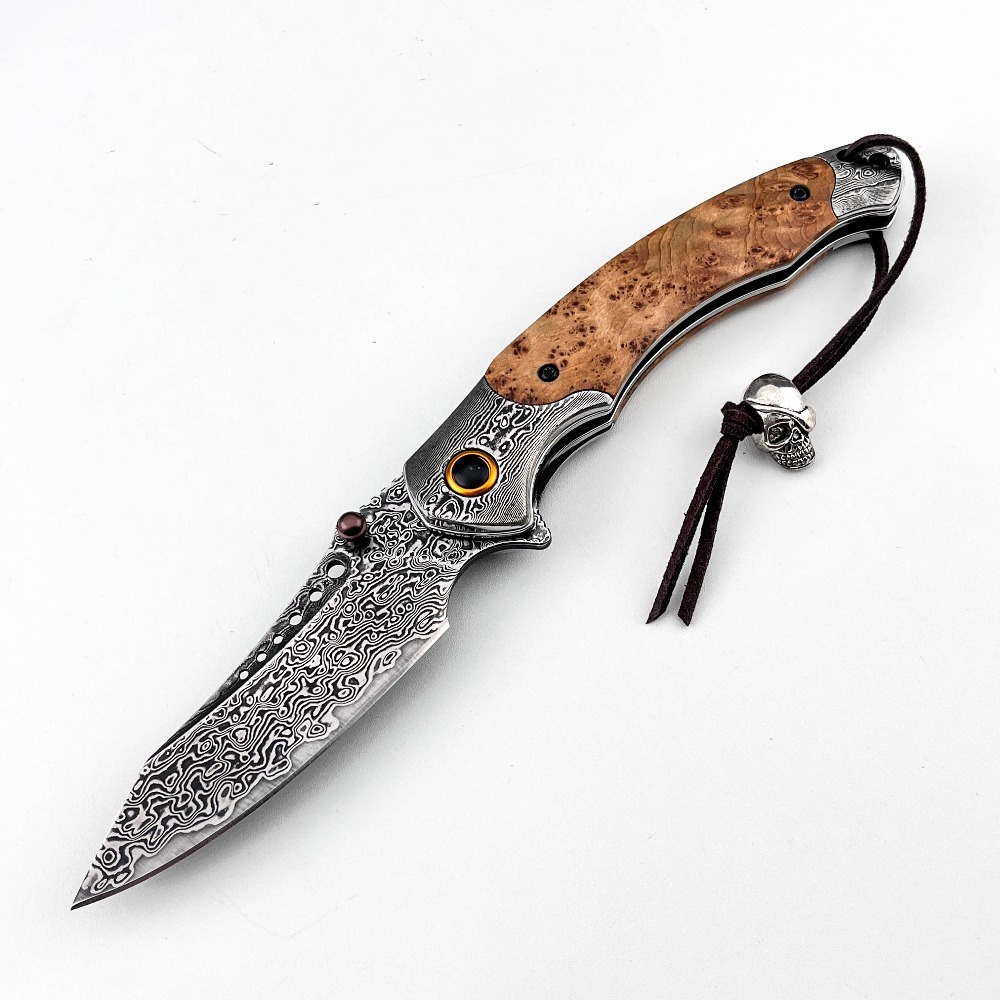 高硬度ダマスカス模様折りたたみナイフ、ヴィンテージ装飾コレク - Vintage Collectible Knives のレビューと価格
