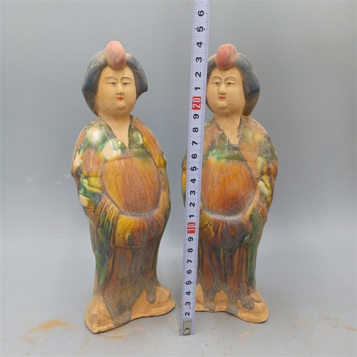 古いコレクション唐三彩塗装女性像像ペアアンティーク模造コレク - Vintage Collectible Pottery のレビューと価格