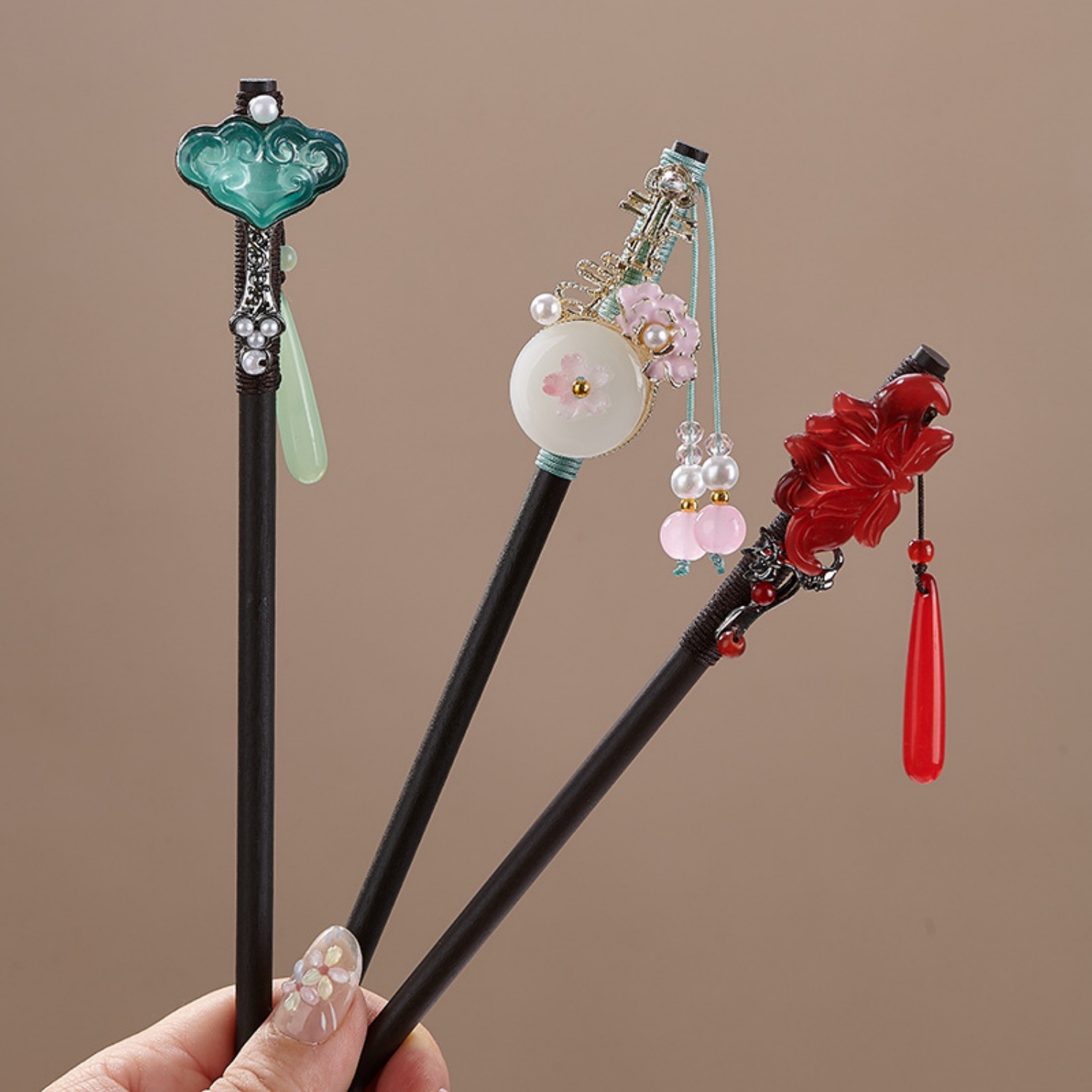 ヴィンテージフラワーヘアピン女性のためのエレガントな木製花ヘ - Vintage Jewelry Collection のレビューと価格