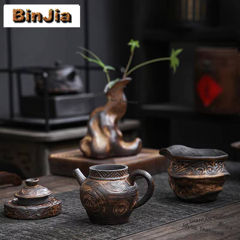 古い日本の岩の泥のティーポット,ヴィンテージの粗い陶器の石の - Vintage Collectible Pottery のレビューと価格