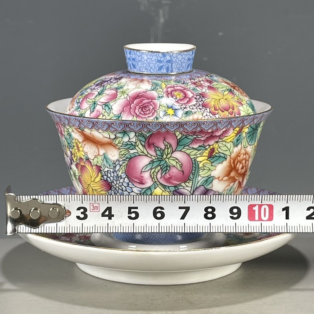 中国のヴィンテージ古窯ファランカイ3ピースガイワン手描き花柄 - Vintage Collectible Pottery のレビューと価格
