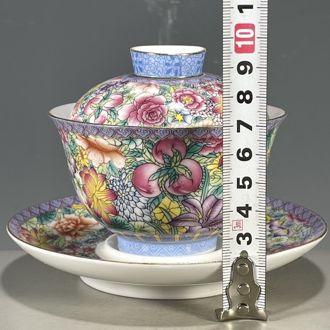 中国のヴィンテージ古窯ファランカイ3ピースガイワン手描き花柄 - Vintage Collectible Pottery のレビューと価格