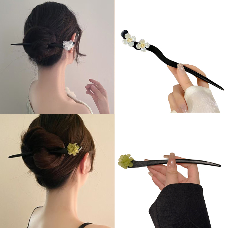 ヴィンテージ中国風の木製花ヘアスティックパールヘアピンジュエ - Vintage Jewelry Collection のレビューと価格