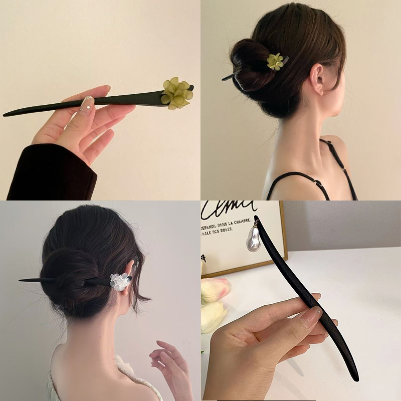 ヴィンテージ中国風の木製花ヘアスティックパールヘアピンジュエ - Vintage Jewelry Collection のレビューと価格