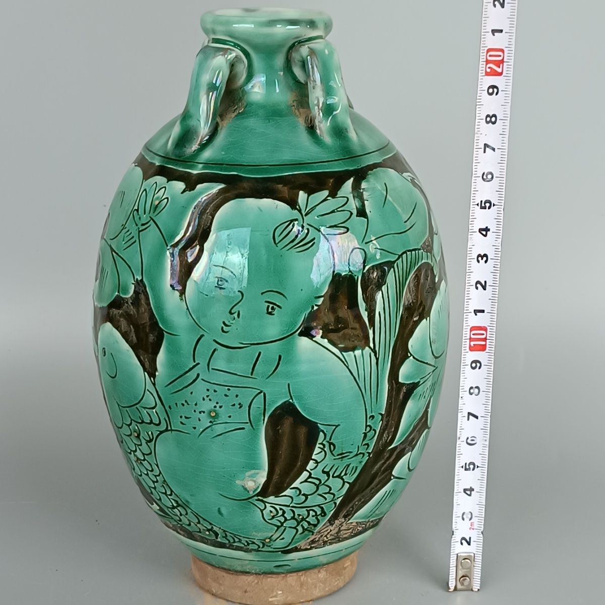 アンティークヴィンテージ宋王朝磁州窯緑釉ベビーパターン四口花 - Vintage Collectible Pottery のレビューと価格