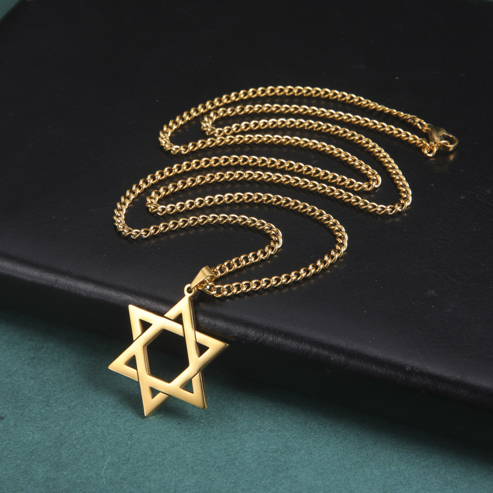 ステンレス鋼のダビデの星ペンダントネックレス男性用六芒星ダビ - Vintage Jewelry Collection のレビューと価格