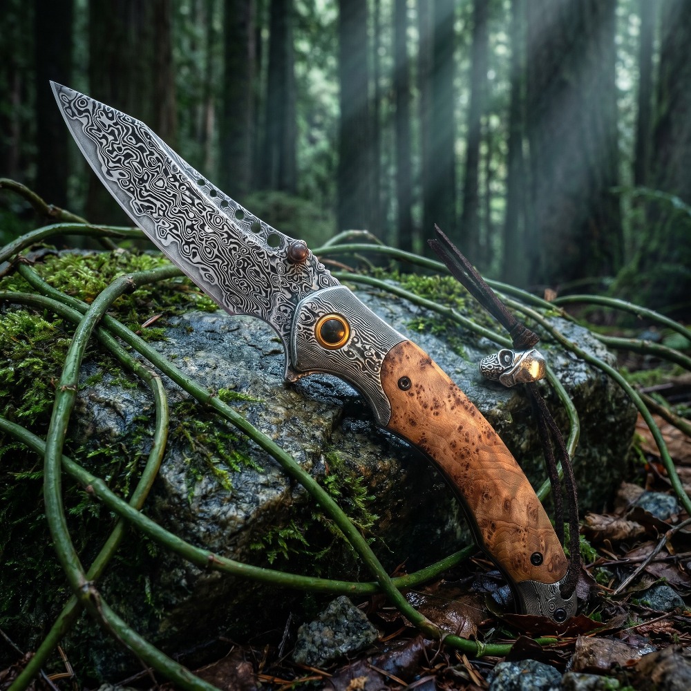 高硬度ダマスカス模様折りたたみナイフ、ヴィンテージ装飾コレク - Vintage Collectible Knives のレビューと価格